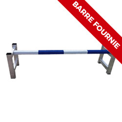 Cavalettis aluminium 40x40cm + barre bleue et blanche de 2m