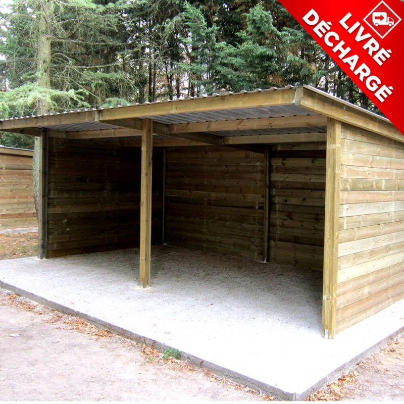 Abri chevaux tout bois Confort 3 x 6 m