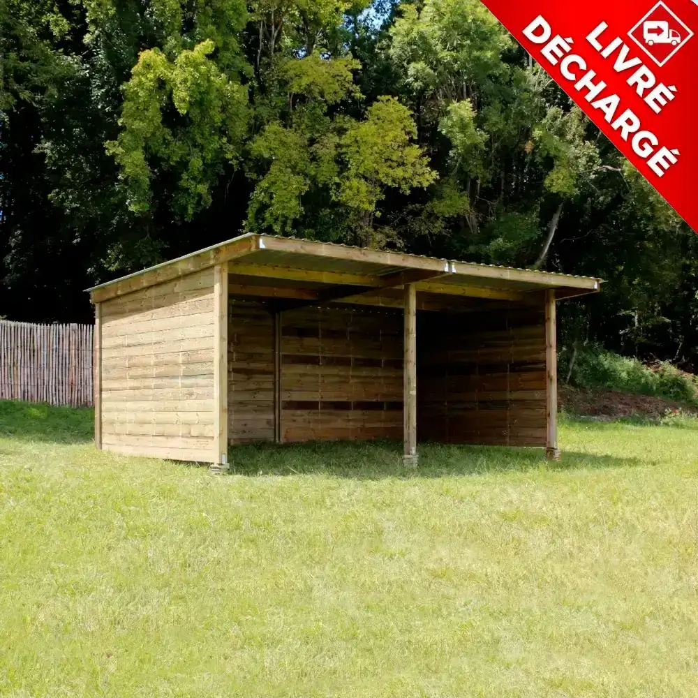 Abri chevaux tout bois Confort 3 x 6 m