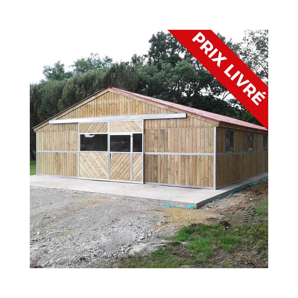 Barn Equivalent de dix boxes avec charpente métallique, modèle 'Pro', type 50.