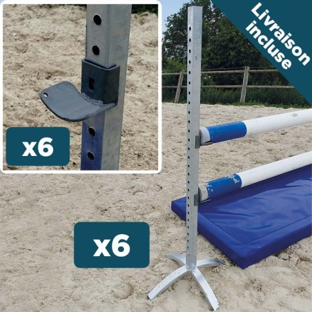 Lot de 6 chandelles en acier galvanisé + 6 cuillères