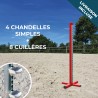 Lot de 4 chandelles Single + 8 cuillères