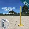 Lot de 4 chandelles Single + 8 cuillères