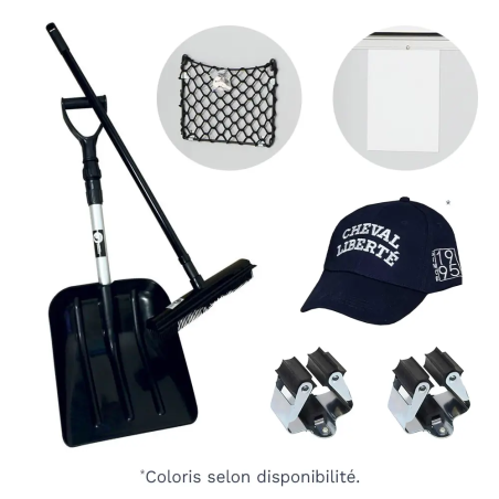 Pack sellerie miroir, porte document, balais et pelle + casquette offerte